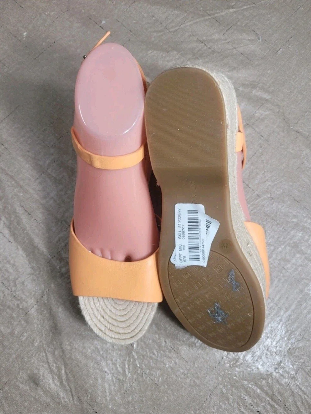 Antonio Melani Womens Size 8 M Leather Espadrille Wedge Sandals Orange Peach 61